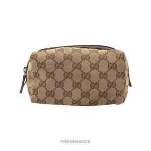 🔴 Gucci Zip Pouch - GG Canvas Brown